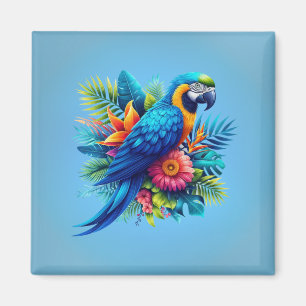 Aimant Macaw tropicale bleue et colorée