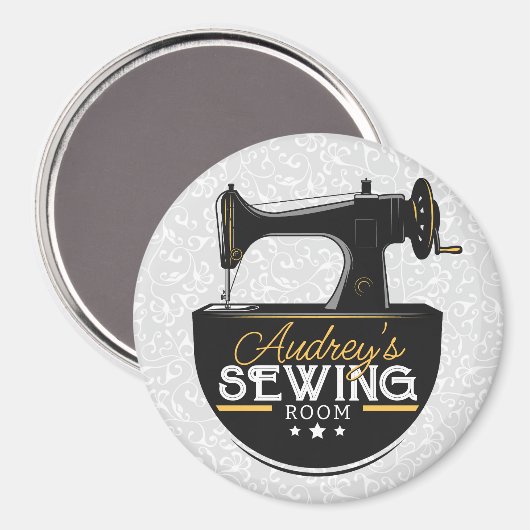 Aimant Machine à coudre antique AJOUTER LE NOM Seamstress (Recto/Verso)