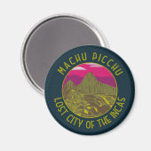 Aimant Machu Picchu Pérou Cercle retro désorganisé (Recto/Verso)