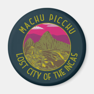 Aimant Machu Picchu Pérou Cercle retro désorganisé