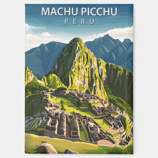 Aimant Machu Picchu Pérou Vintage voyage (Recto)