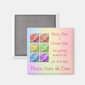 Aimant Macro Rainbow Mariage Rose Enregistrer La Date Mag (Recto/Verso)