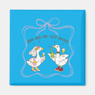 Aimant Madame et Monsieur Silly Goose Fête de Mariage Drô