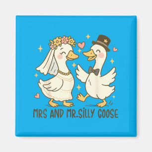 Aimant Madame et Monsieur Silly Goose Fête de Mariage Drô
