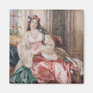 Aimant Madame Seated dans un tabouret Turki de port