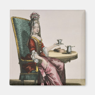 Aimant Madame Taking Coffee, plat de mode, c.1695