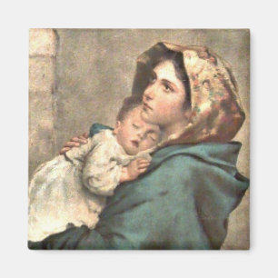 Aimant Madonna à Scarf porte le bébé Jésus