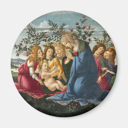 Aimant Madonna Adoring Child with 5 Angels Botticelli (Devant)