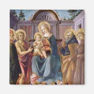 Aimant Madonna et enfant couronnés avec des solides