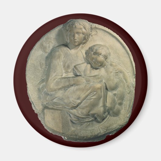 Aimant Madonna et Enfant, Tondo Pitti par Michelangelo (Devant)