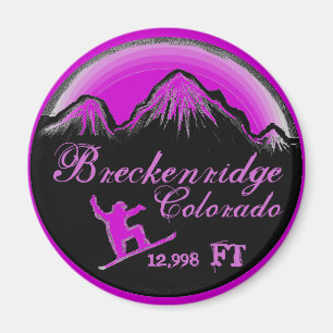 Aimant Magasin d'art en snowboard violet de Breckenridge 
