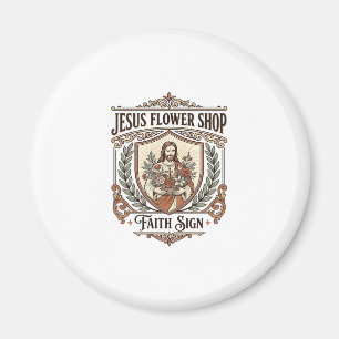 Aimant Magasin de Fleurs Jésus Enseigne de Foi Magasin de