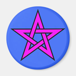 Aimant Magenta de pentagone étoilé sur le bleu