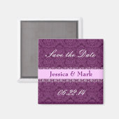 Aimant Magenta et rose Date de sauvegarde Mariage damassé (Recto/Verso)