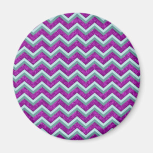 Aimant Magenta Foil et Turquoise ZigZag Motif