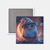 Aimant Magic Owl Wizard on the Moon : Magical Imaginaire  (Recto/Verso)