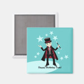 Aimant Magician kids birthday party (Recto/Verso)
