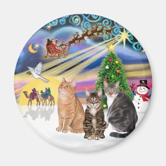 Aimant Magie de Noël (R) - Trois chats (AmSH) (Devant)