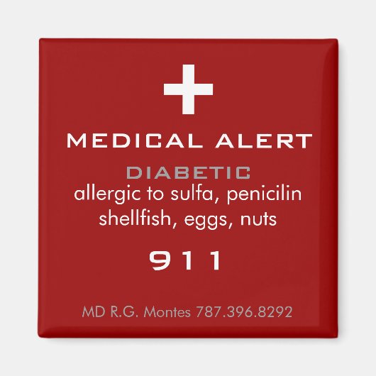 Aimant Magnat d'alerte Médicale (Devant)