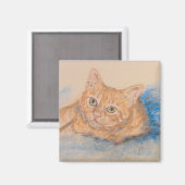 Aimant Magnat d'art de chat orange (Recto/Verso)