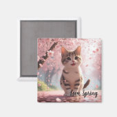 Aimant Magnat de chat au printemps (Recto/Verso)