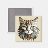 Aimant Magnat de design d'art de portrait de chat (Recto/Verso)