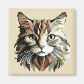 Aimant Magnat de design d'art de portrait de chat (Devant)
