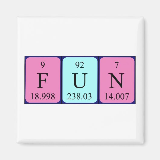 Aimant Magnat de mots de table périodique amusant (Devant)