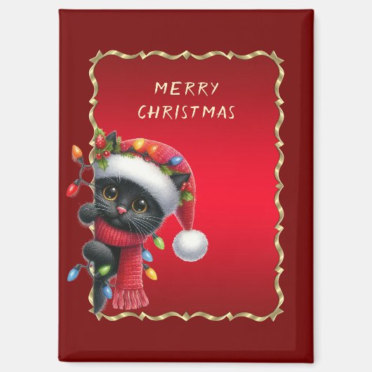 Aimant Magnat de Noël Black Cat (Recto)