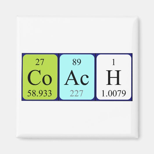 Aimant Magnat de nom de table périodique de l'entraîneur (Devant)