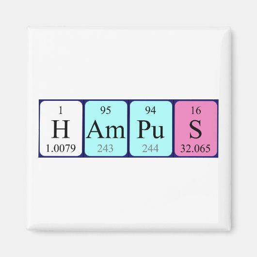 Aimant Magnat de nom de table périodique de l'hampus (Devant)