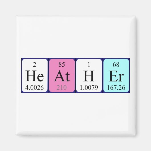 Aimant Magnat de nom de table périodique Heather (Devant)