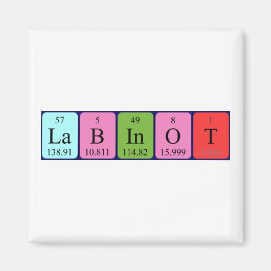 Aimant Magnat de nom de table périodique Labinot (Devant)