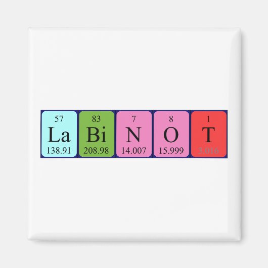 Aimant Magnat de nom de table périodique Labinot (Devant)