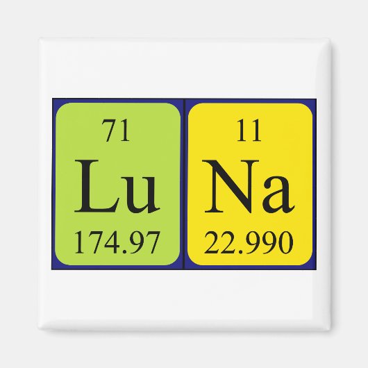 Aimant Magnat de nom de table périodique Luna (Devant)