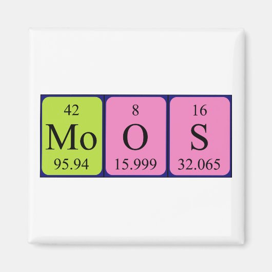 Aimant Magnat de nom de table périodique Moos (Devant)