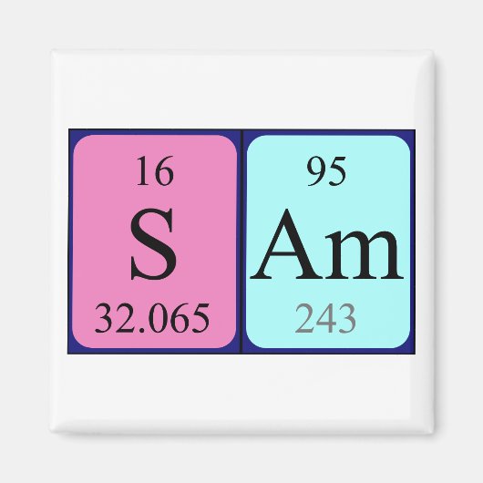 Aimant Magnat de nom de table périodique Sam (Devant)