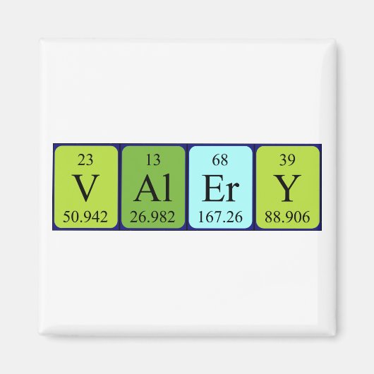 Aimant Magnat de nom de table périodique Valery (Devant)