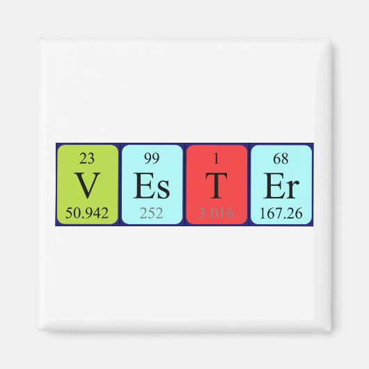Aimant Magnat de nom de table périodique Vester (Devant)