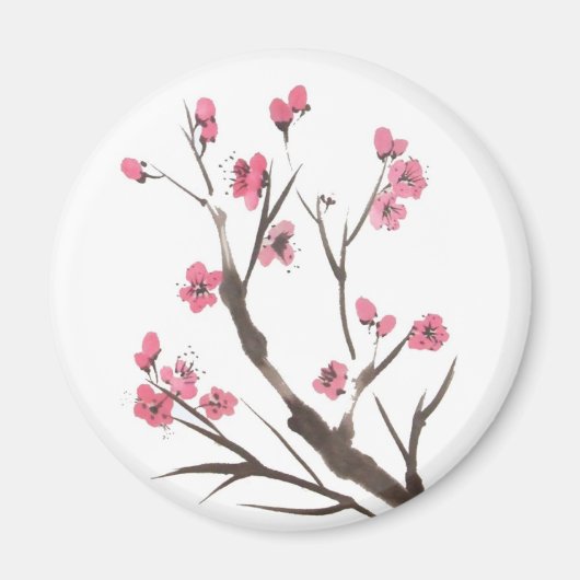 Aimant Magnat de printemps en fleur de prune (Devant)
