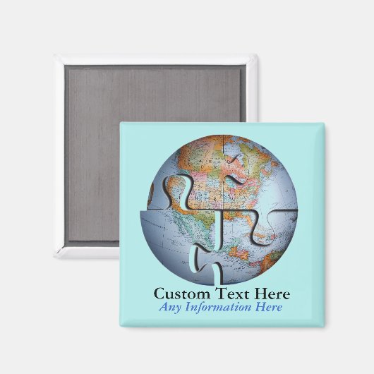 Aimant Magnat de puzzle du globe terrestre (Recto/Verso)