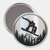 Aimant Magnat de snowboard (Recto/Verso)