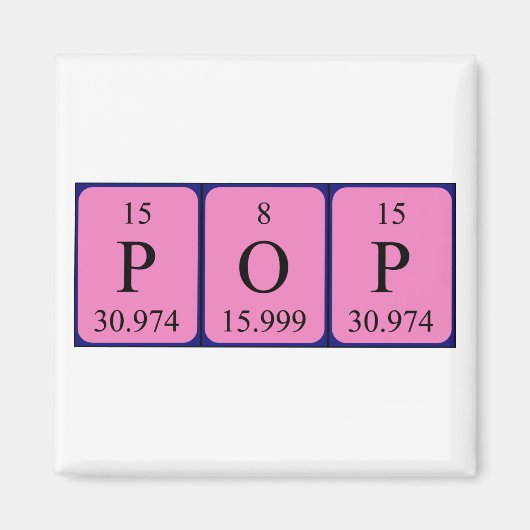 Aimant Magnat du nom de table périodique de pop (Devant)