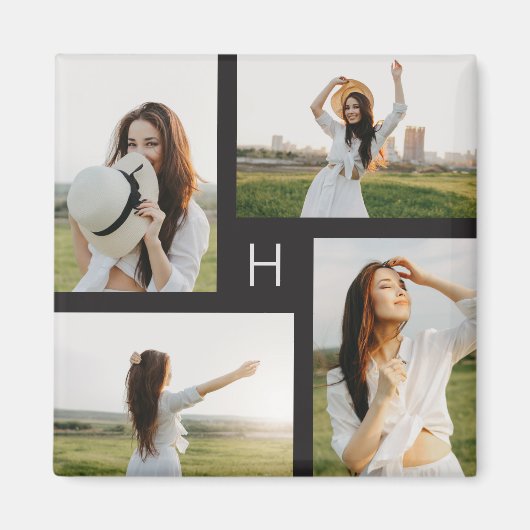 Aimant Magnat photo couleur modifiable des blocs de monog (Devant)