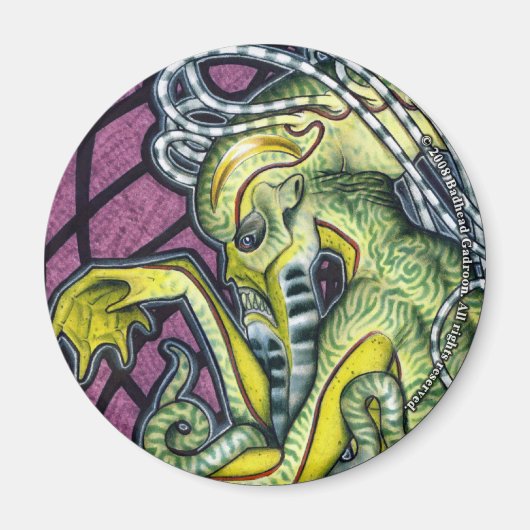 Aimant Magnat rond Cthulhu redoutable (Devant)