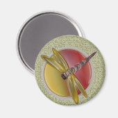 Aimant Magnat rond d'art de libellules (Recto/Verso)