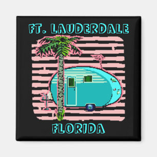 AIMANT MAGNET- CAMPING RÉTRO DANS UN TRAILER DE STYLE CAN