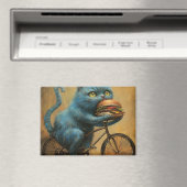 Aimant Magnet\Drôle de Chat Bleu à Vélo avec Géant (In Situ (Lave-vaisselle))