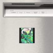 Aimant Magnét fleur tropicale blanche et verte d'Arum (In Situ (Lave-vaisselle))