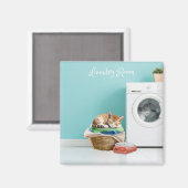 Aimant Magnet, Lave-Linge Avec Chat (Recto/Verso)
